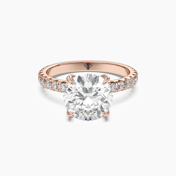 Breeze Round Hidden Halo 2.5 Carat Lab Grown Diamond Engagement Ring in 18K Rose Gold