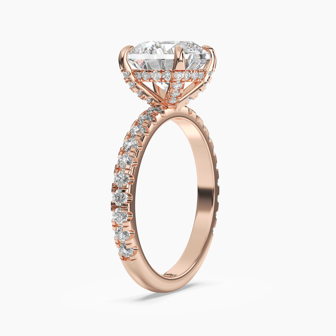 Breeze Round Hidden Halo Diamond Ring Setting in 14K Rose Gold