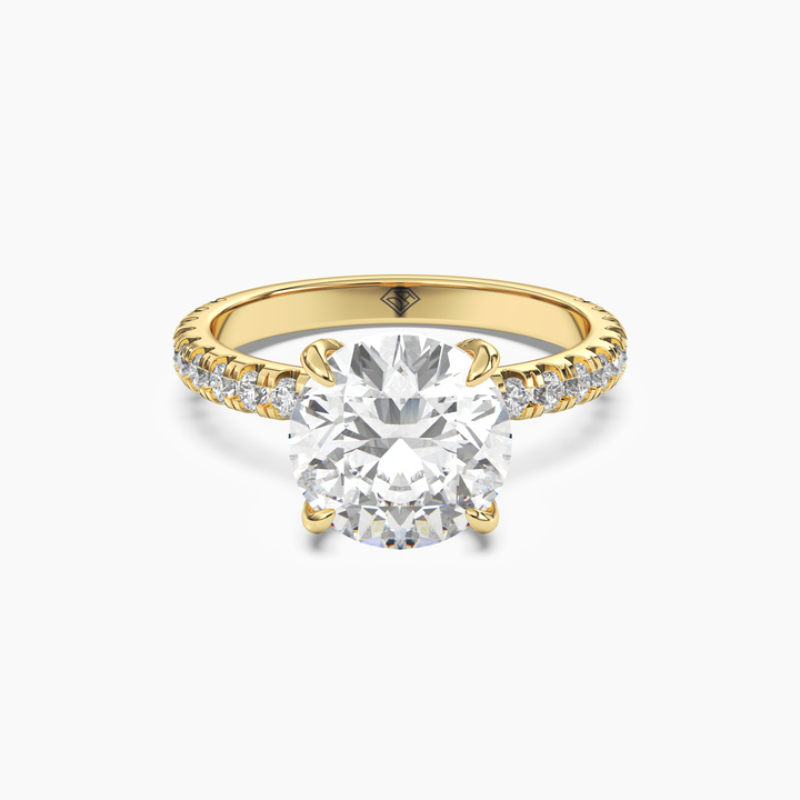 Breeze Round Hidden Halo 2.5 Carat Lab Grown Diamond Engagement Ring in 18K Yellow Gold