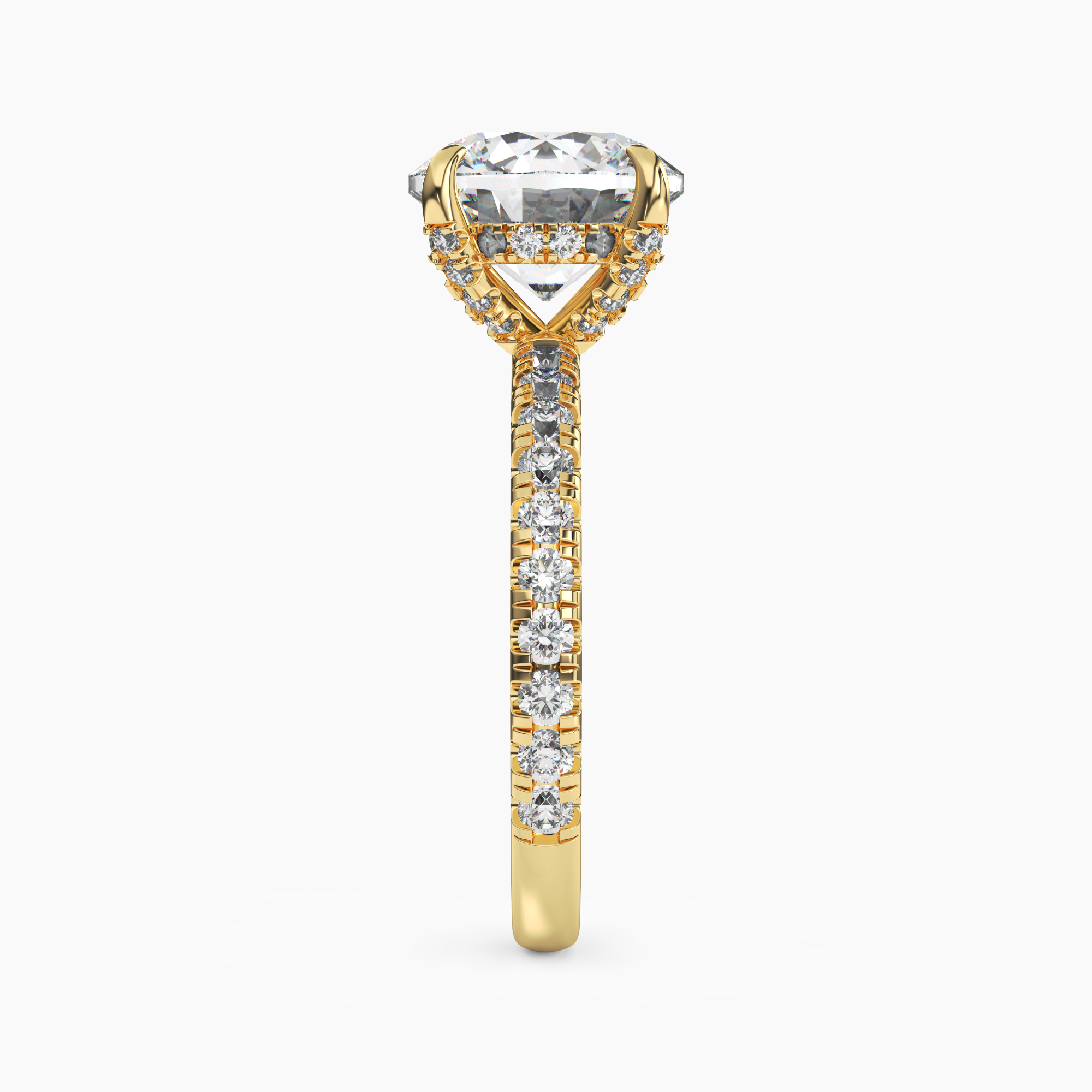 Breeze Round Hidden Halo Diamond Ring Setting in 18K White Gold