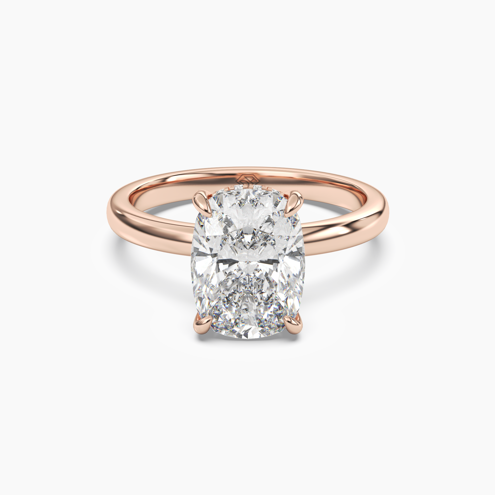 Lyric Cushion Hidden Halo 2.5 Carat Lab Grown Diamond Engagement Ring in 18K White Gold
