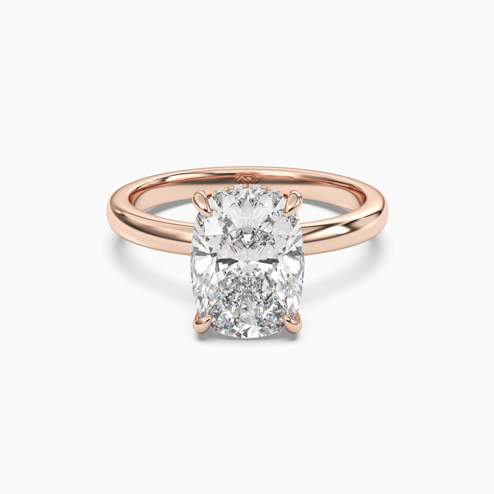 Lyric Cushion Hidden Halo 1.5 Carat Lab Grown Diamond Engagement Ring in 18K Rose Gold