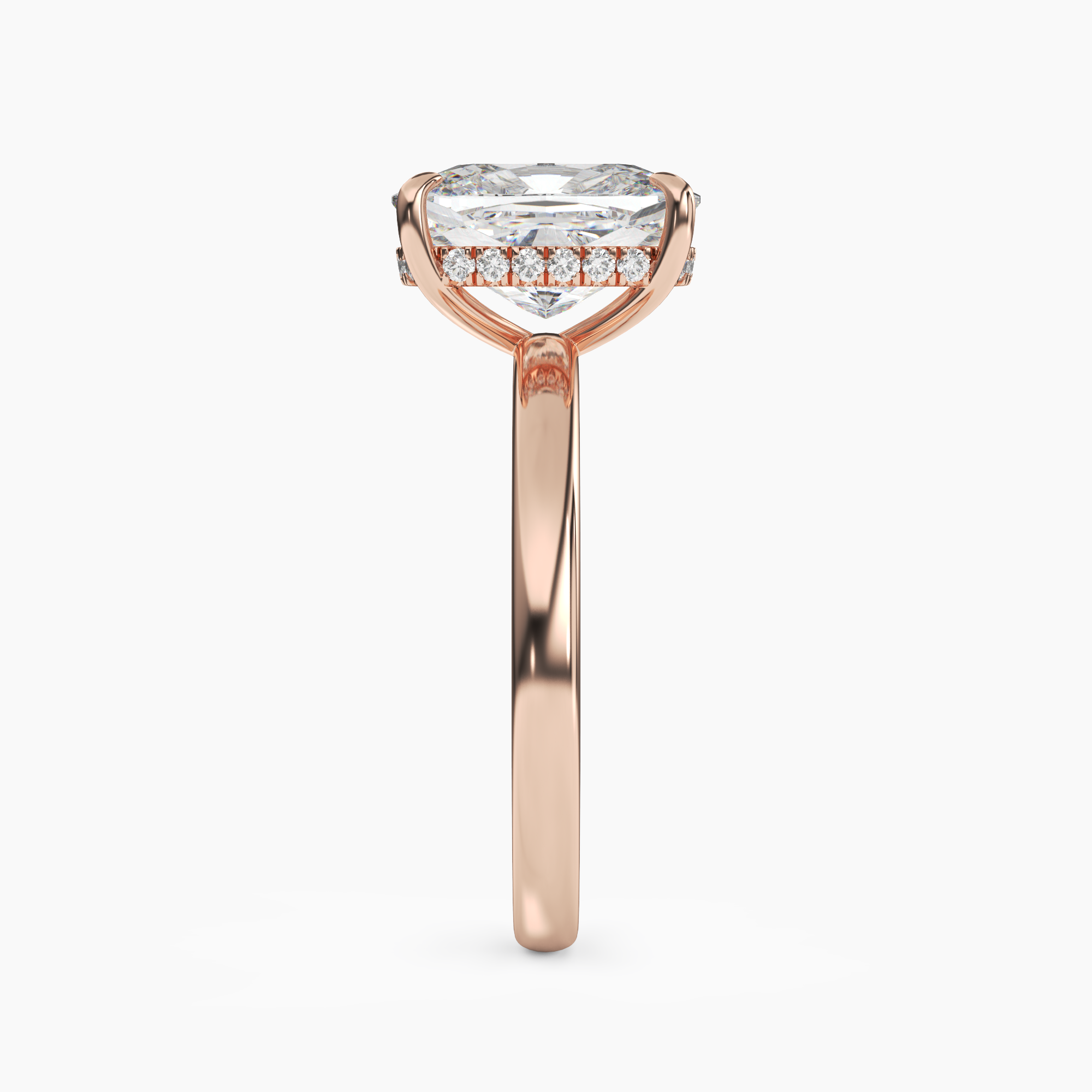 Lyric Cushion Hidden Halo 2.5 Carat Lab Grown Diamond Engagement Ring in 14K Rose Gold