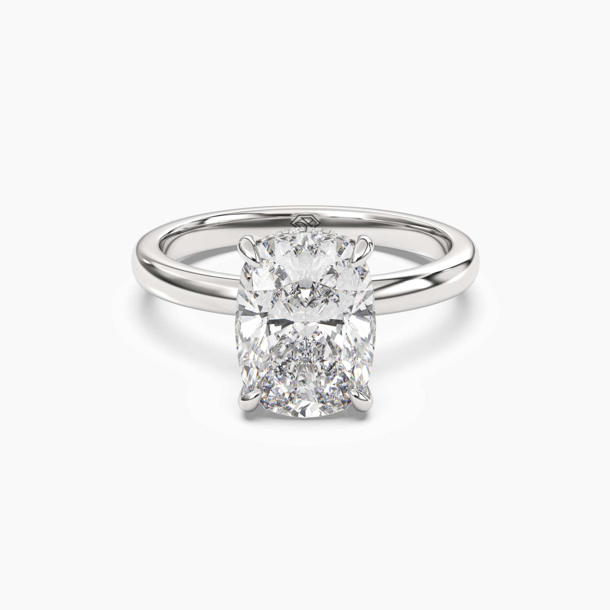 Lyric Cushion Hidden Halo 1 Carat Lab Grown Diamond Engagement Ring in 14K White Gold