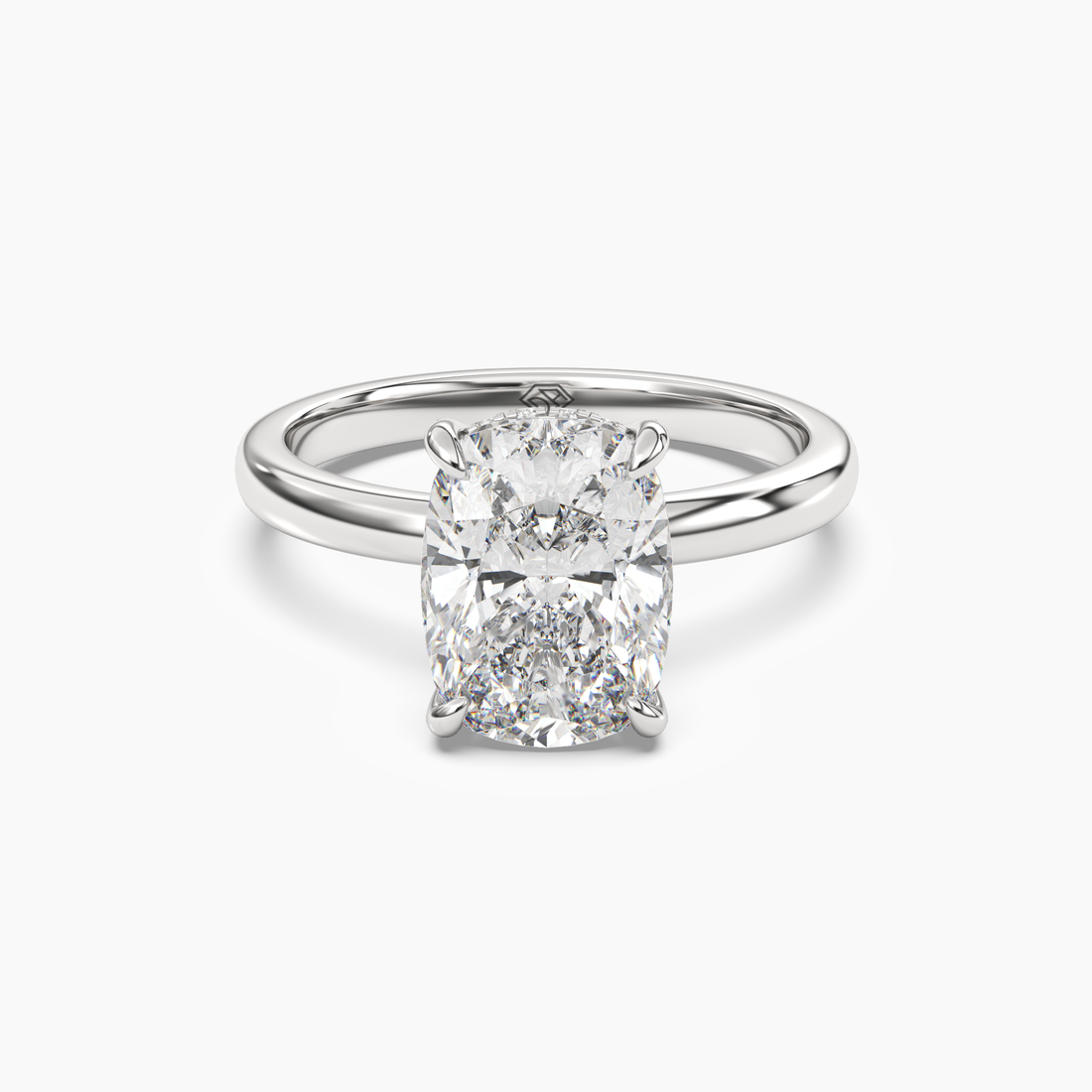 Lyric Cushion Hidden Halo Diamond Ring Setting in 18K White Gold