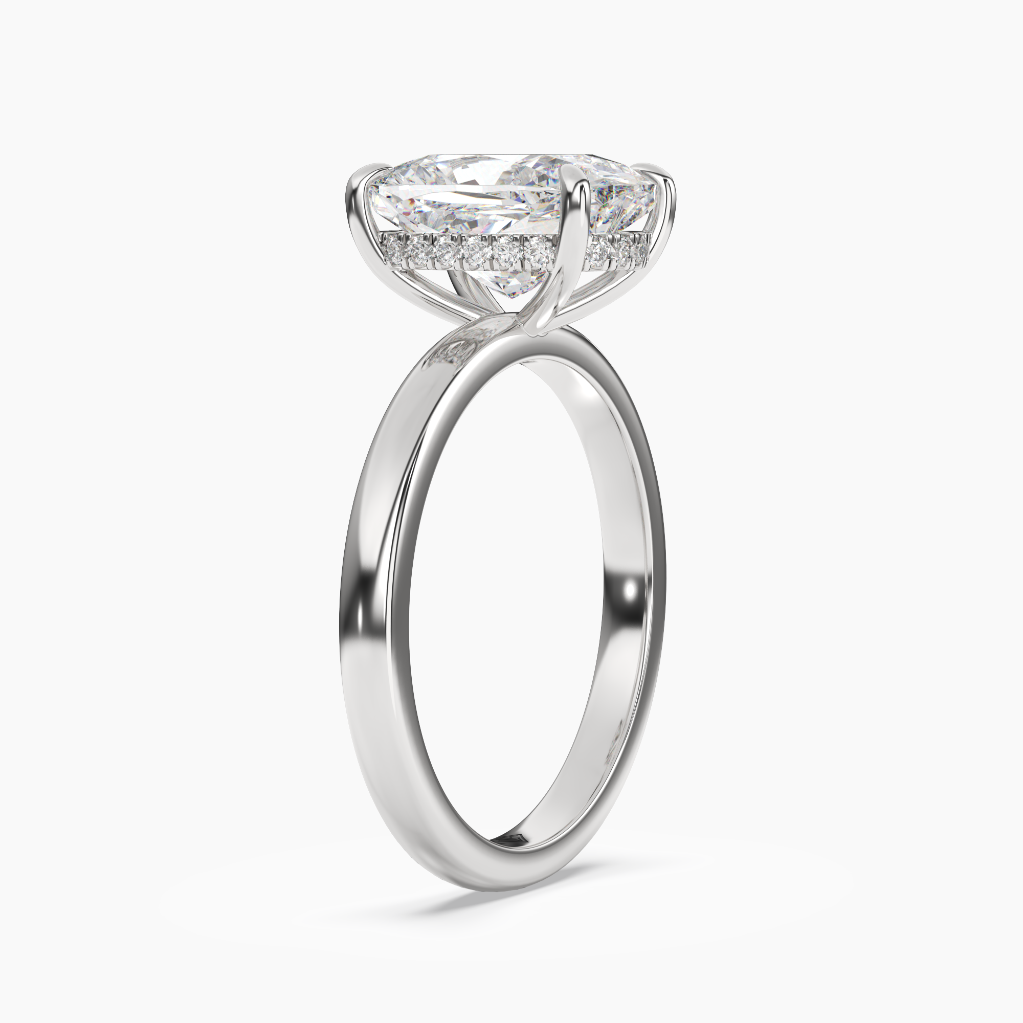 Lyric Cushion Hidden Halo Diamond Ring Setting in 14K White Gold