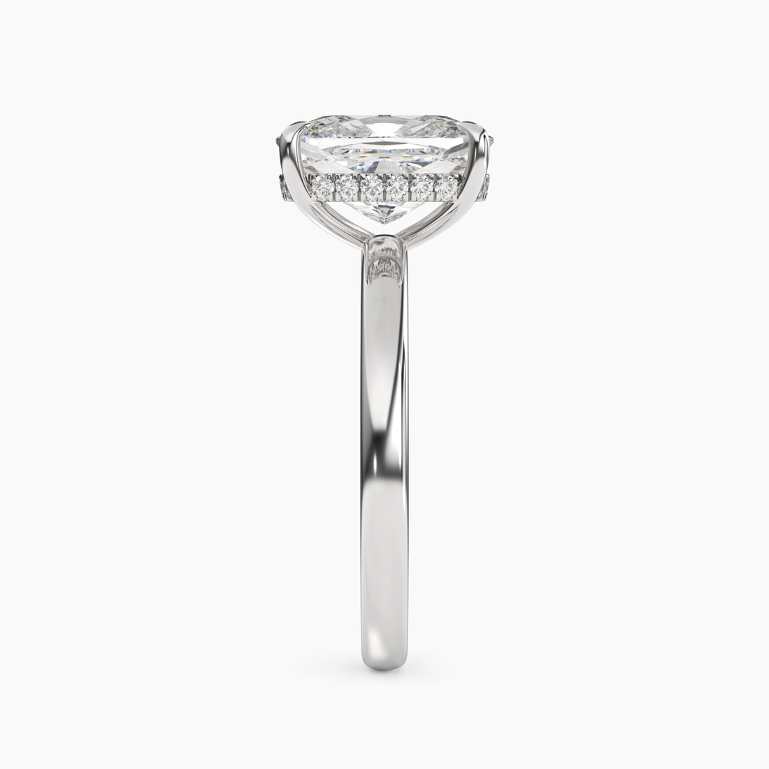 Lyric Cushion Hidden Halo 1.5 Carat Lab Grown Diamond Engagement Ring in 14K White Gold