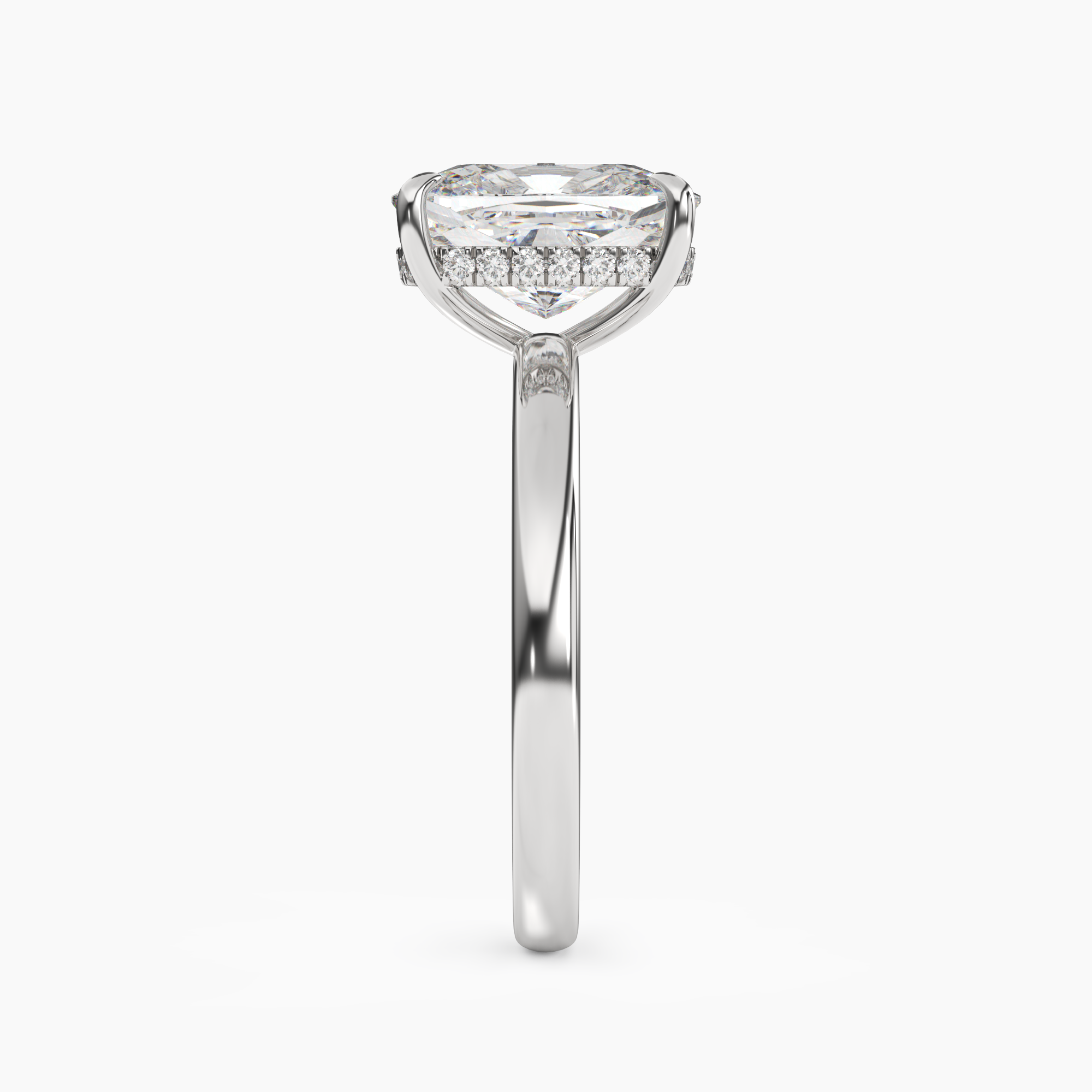 Lyric Cushion Hidden Halo 1 Carat Lab Grown Diamond Engagement Ring in 14K White Gold