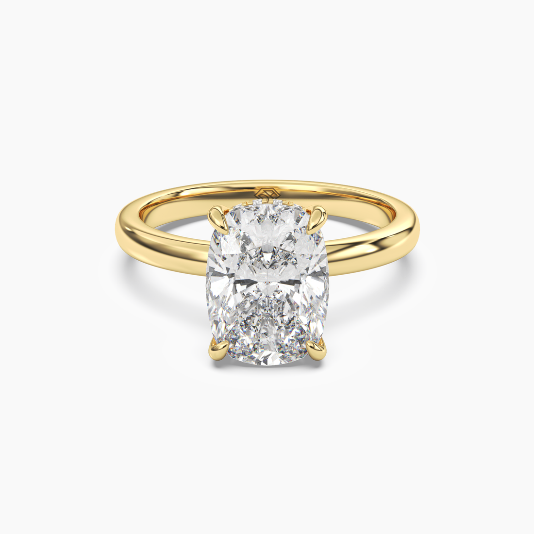 Lyric Cushion Hidden Halo 2.5 Carat Lab Grown Diamond Engagement Ring in 14K Yellow Gold