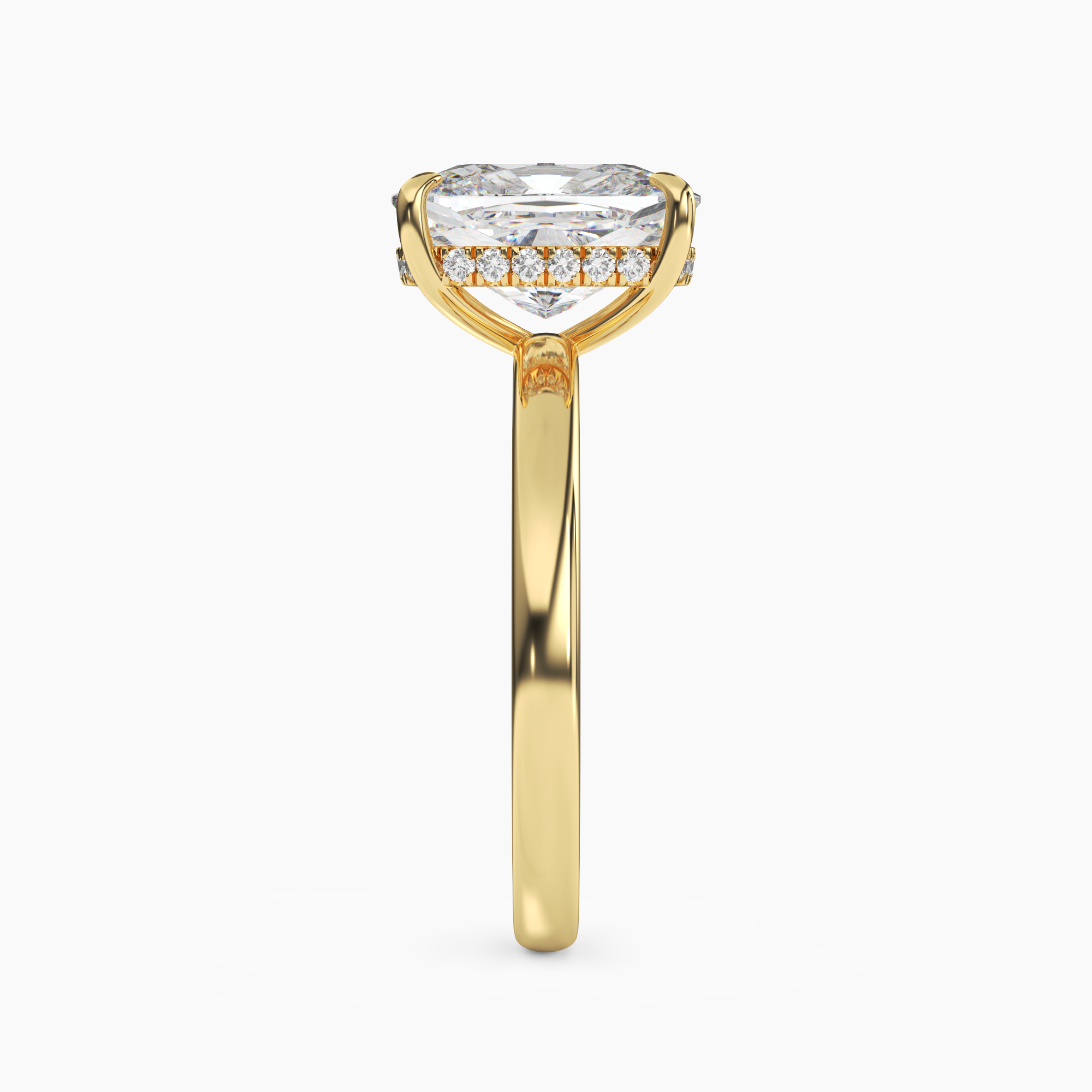 Lyric Cushion Hidden Halo 1.5 Carat Lab Grown Diamond Engagement Ring in 18K Yellow Gold