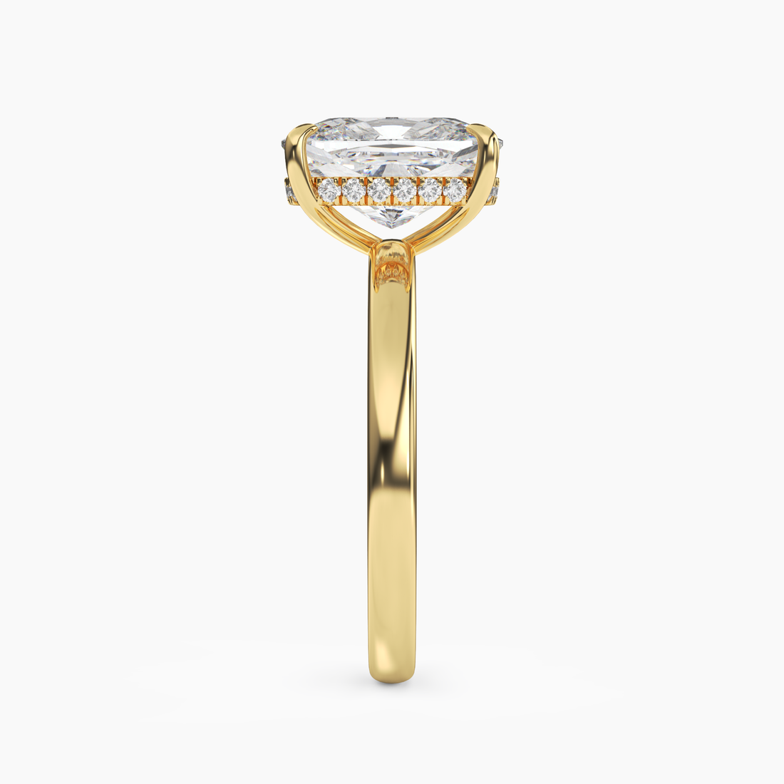 Lyric Cushion Hidden Halo 3 Carat Lab Grown Diamond Engagement Ring in 14K Rose Gold