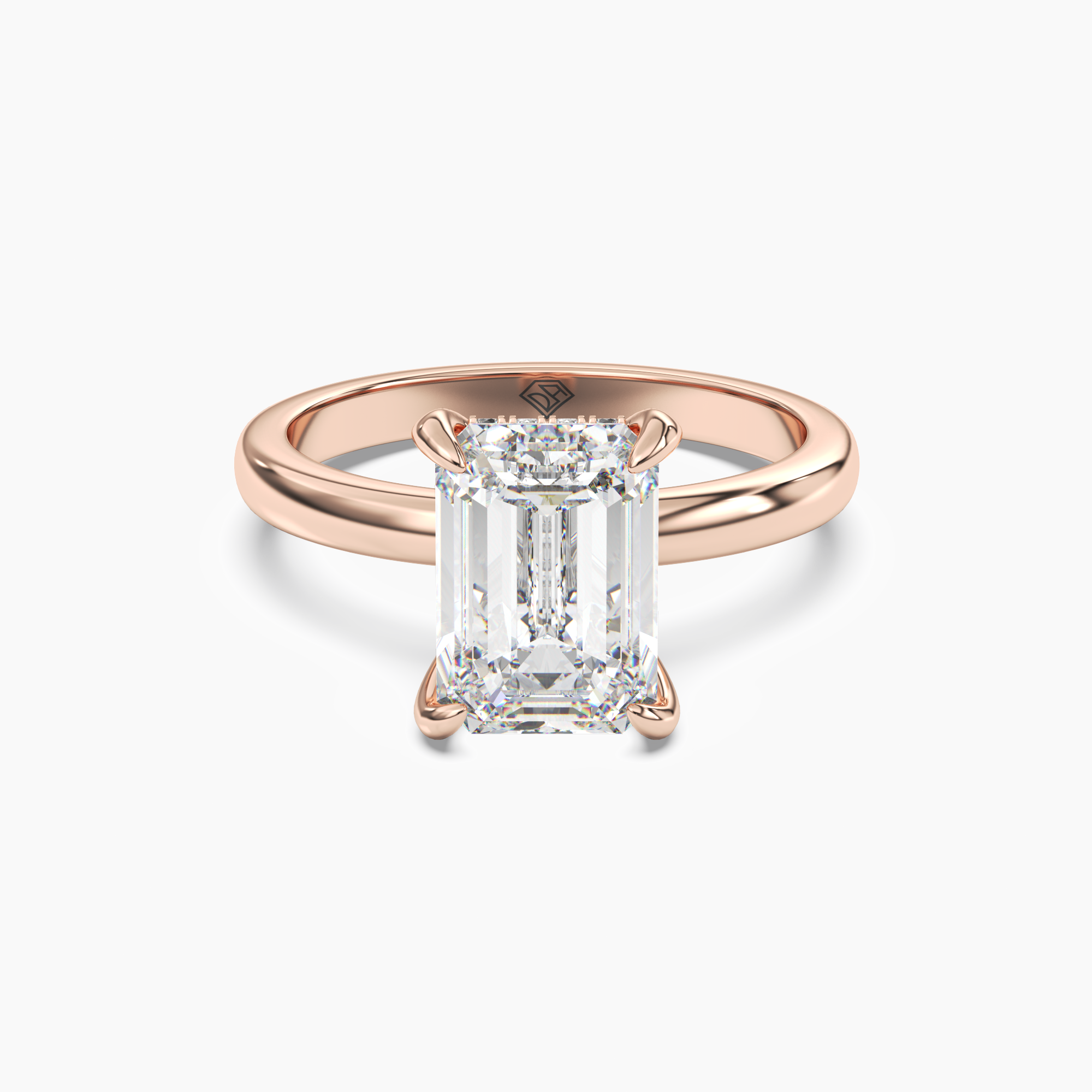 Lyric Emerald Hidden Halo Diamond Ring Setting in 14K White Gold