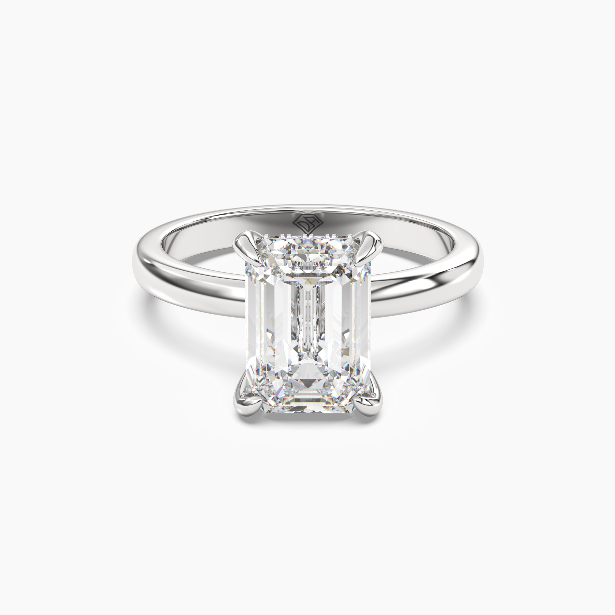Lyric Emerald Hidden Halo 3 Carat Lab Grown Diamond Engagement Ring in 14K Yellow Gold