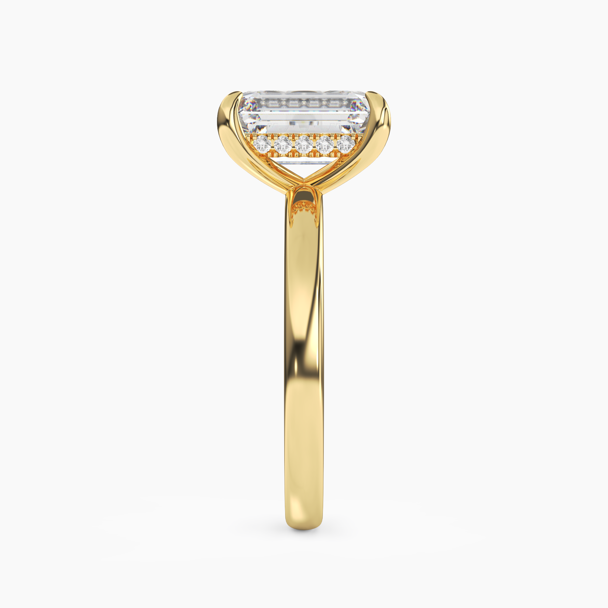 Lyric Emerald Hidden Halo Diamond Ring Setting in 18K White Gold