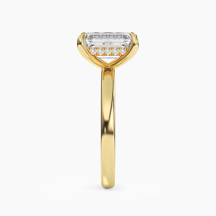 Lyric Emerald Hidden Halo 1 Carat Lab Grown Diamond Engagement Ring in 18K Rose Gold
