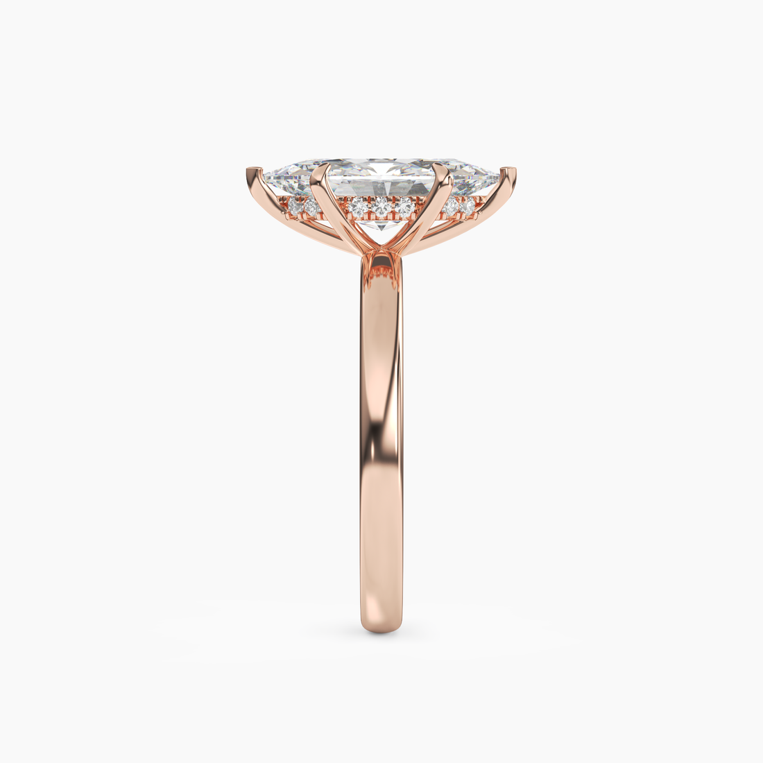 Lyric Marquise Hidden Halo 2.5 Carat Lab Grown Diamond Engagement Ring in 18K Rose Gold