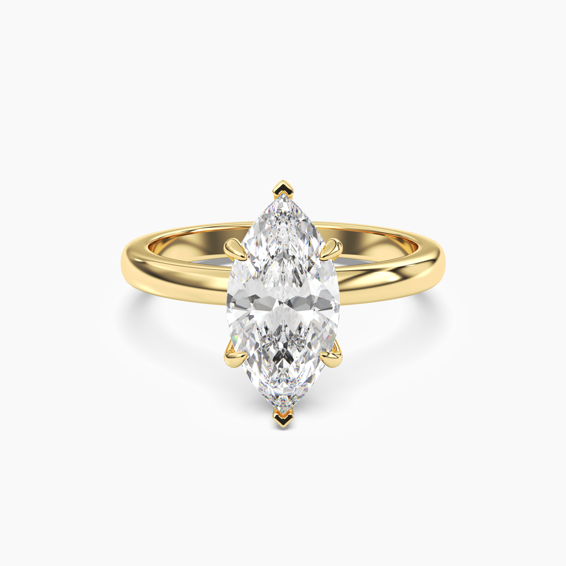 Lyric Marquise Hidden Halo 3 Carat Lab Grown Diamond Engagement Ring in 18K Yellow Gold