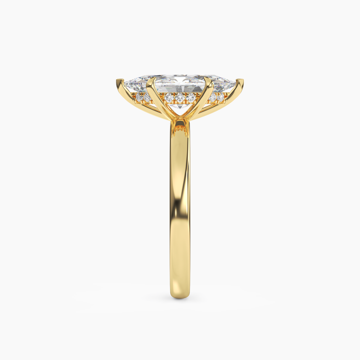 Lyric Marquise Hidden Halo 3 Carat Lab Grown Diamond Engagement Ring in 18K Rose Gold