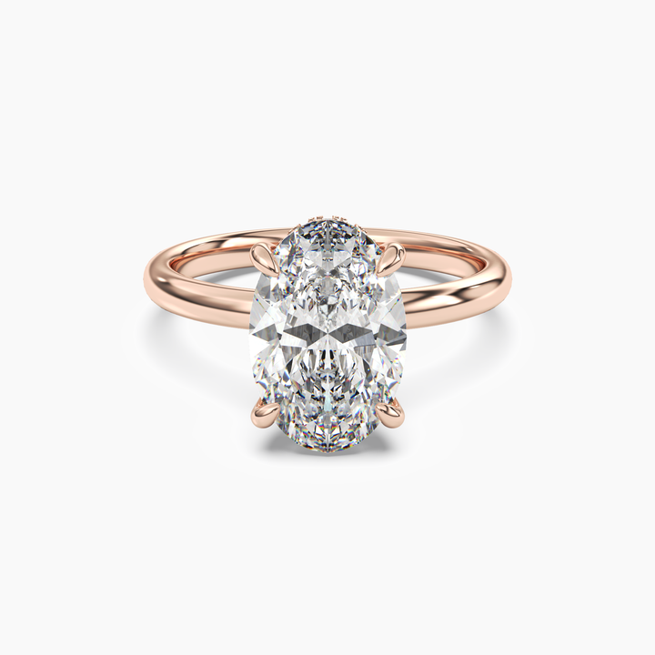 Lyric Oval Hidden Halo 1.5 Carat Lab Grown Diamond Engagement Ring in 18K Rose Gold