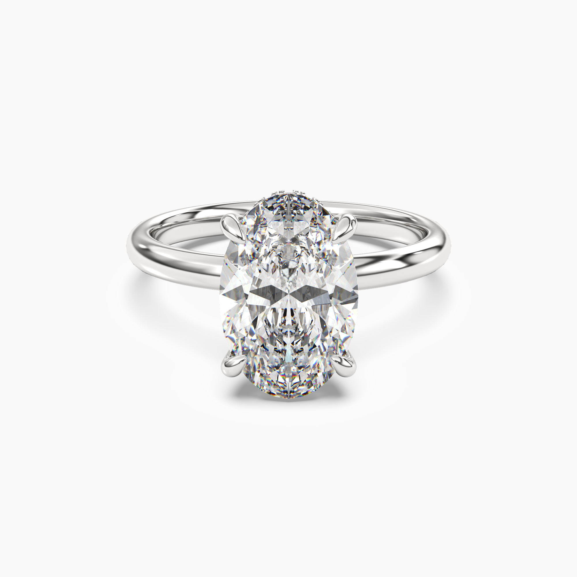 Lyric Oval Hidden Halo 3 Carat Lab Grown Diamond Engagement Ring in 14K Rose Gold