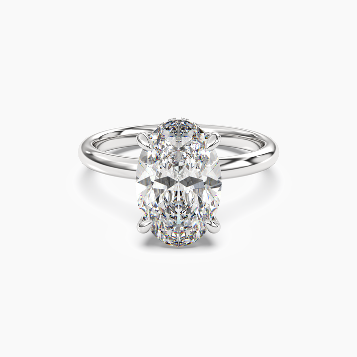Lyric Oval Hidden Halo 1.5 Carat Lab Grown Diamond Engagement Ring in 14K White Gold