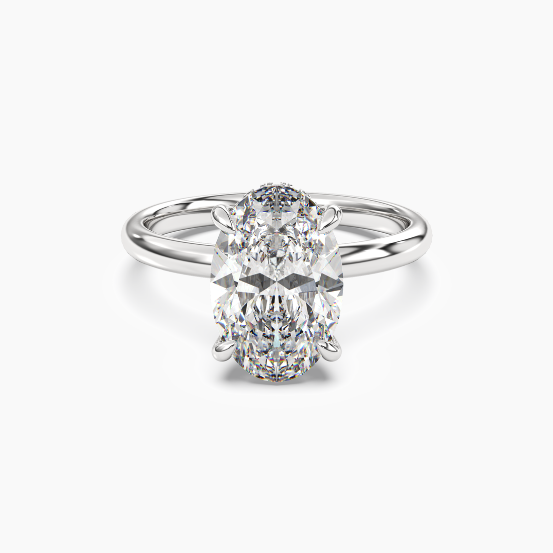 Lyric Oval Hidden Halo 1 Carat Lab Grown Diamond Engagement Ring in 18K Yellow Gold