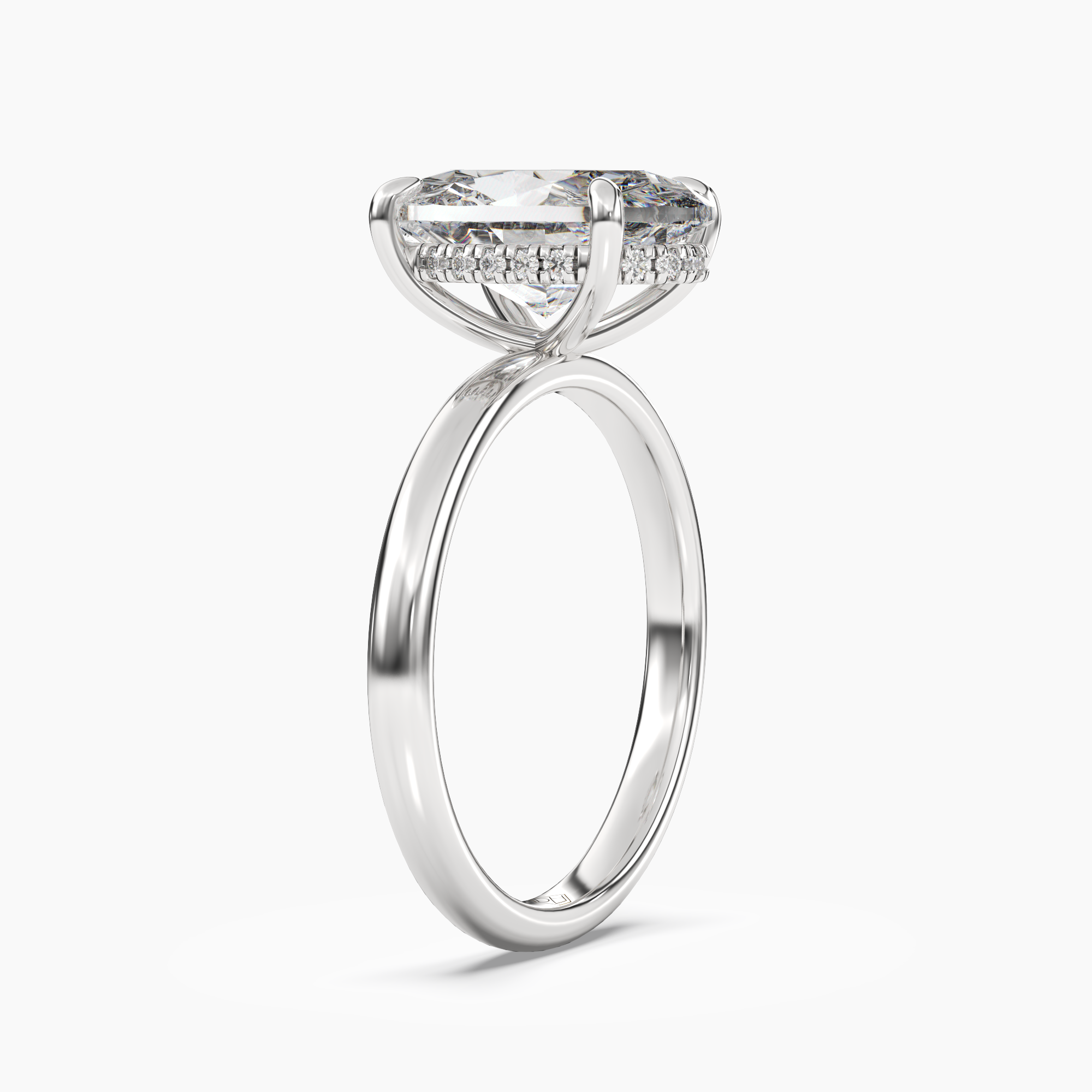 Lyric Oval Hidden Halo Diamond Ring Setting in 18K Yellow Gold