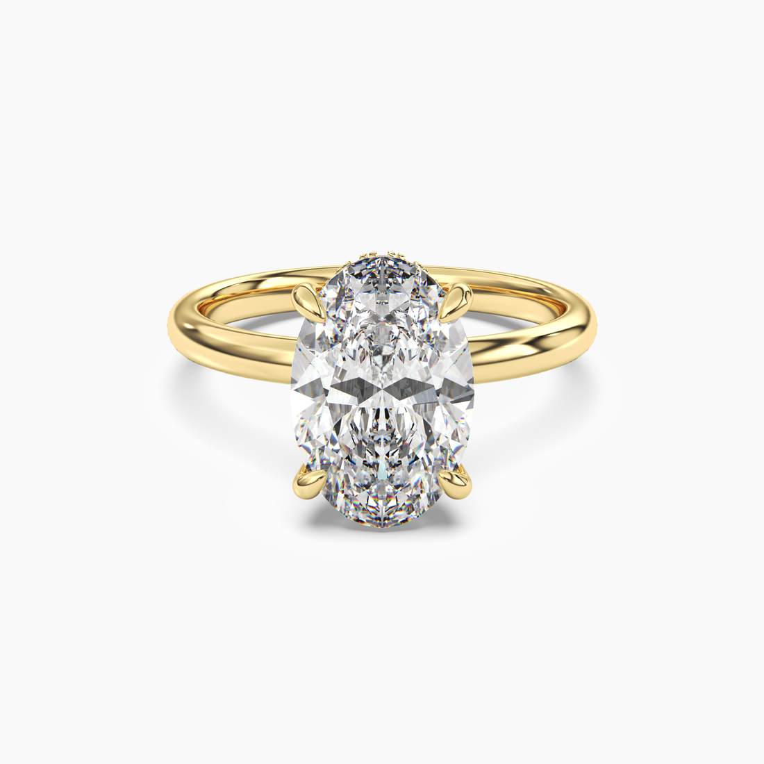 Lyric Oval Hidden Halo 3 Carat Lab Grown Diamond Engagement Ring in 14K Rose Gold