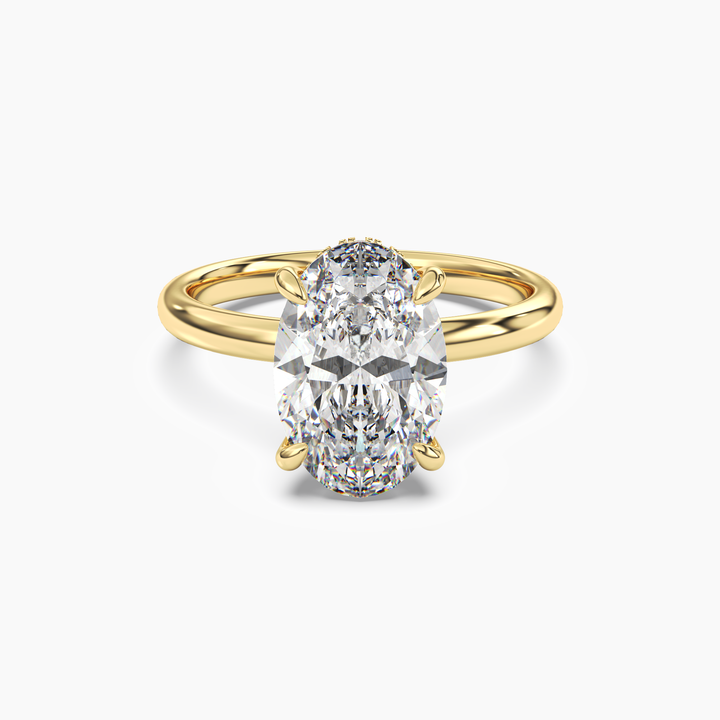 Lyric Oval Hidden Halo 1 Carat Lab Grown Diamond Engagement Ring in 14K Yellow Gold
