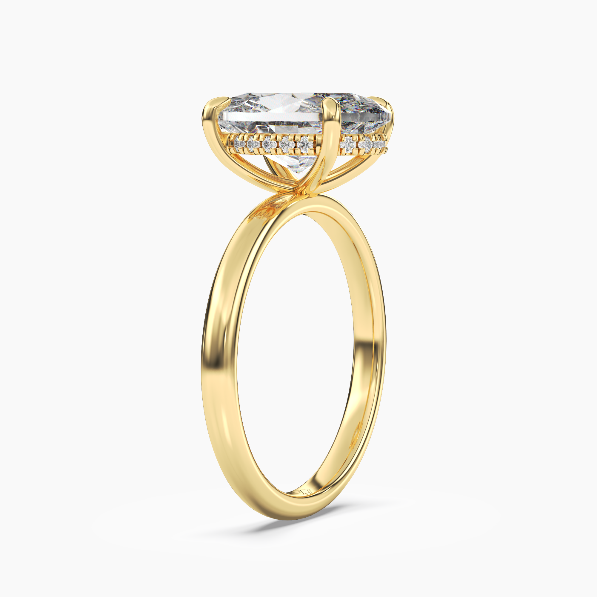 Lyric Oval Hidden Halo 3 Carat Lab Grown Diamond Engagement Ring in 14K Yellow Gold
