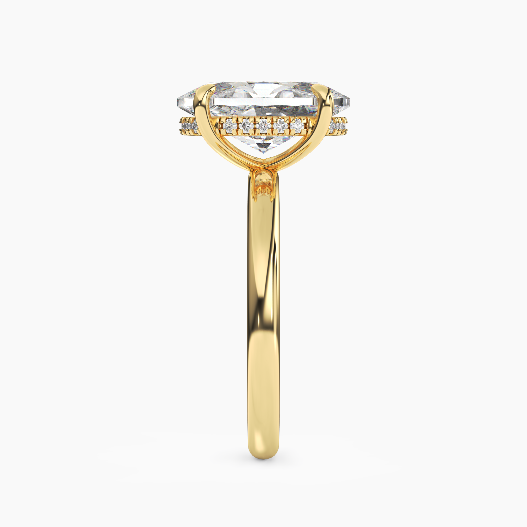 Lyric Oval Hidden Halo 3 Carat Lab Grown Diamond Engagement Ring in 18K White Gold