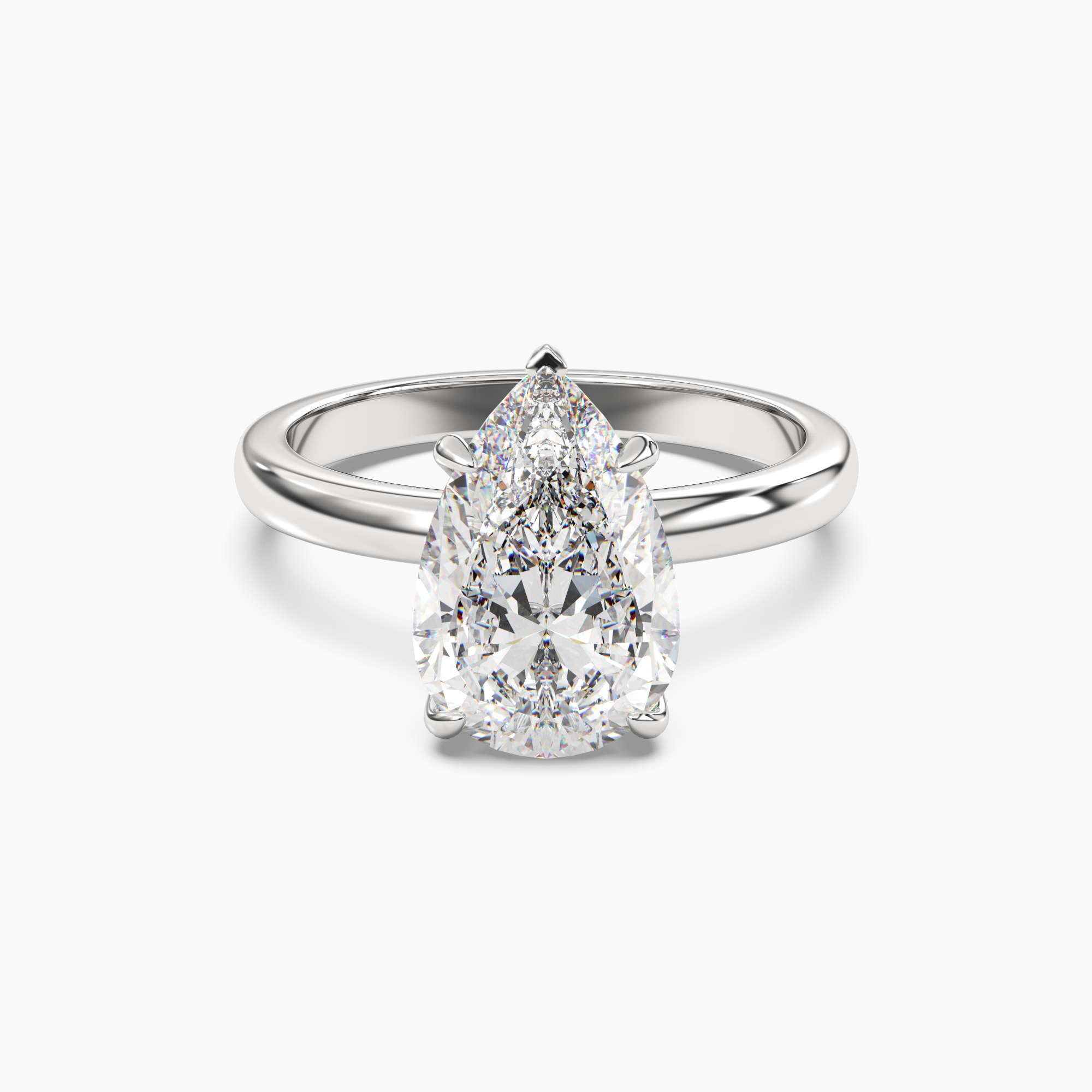Lyric Pear Hidden Halo 2.5 Carat Lab Grown Diamond Engagement Ring in 14K White Gold