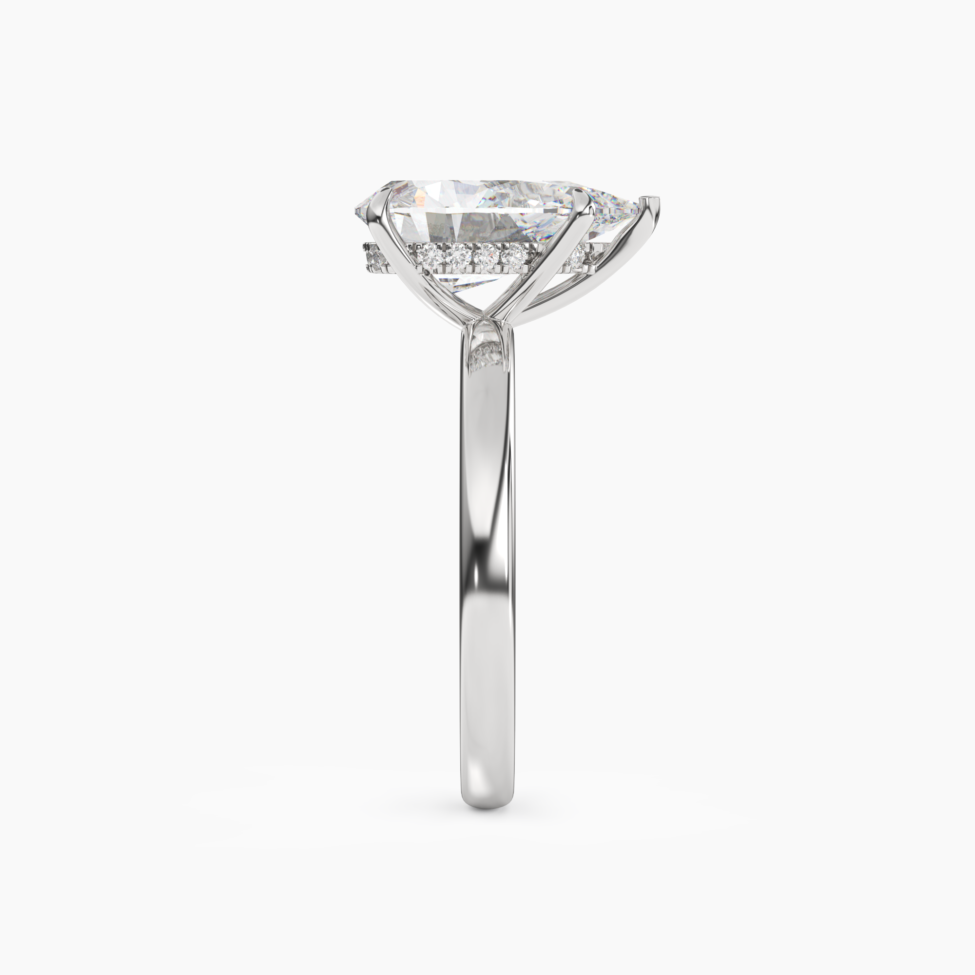 Lyric Pear Hidden Halo Diamond Ring Setting in 14K Rose Gold