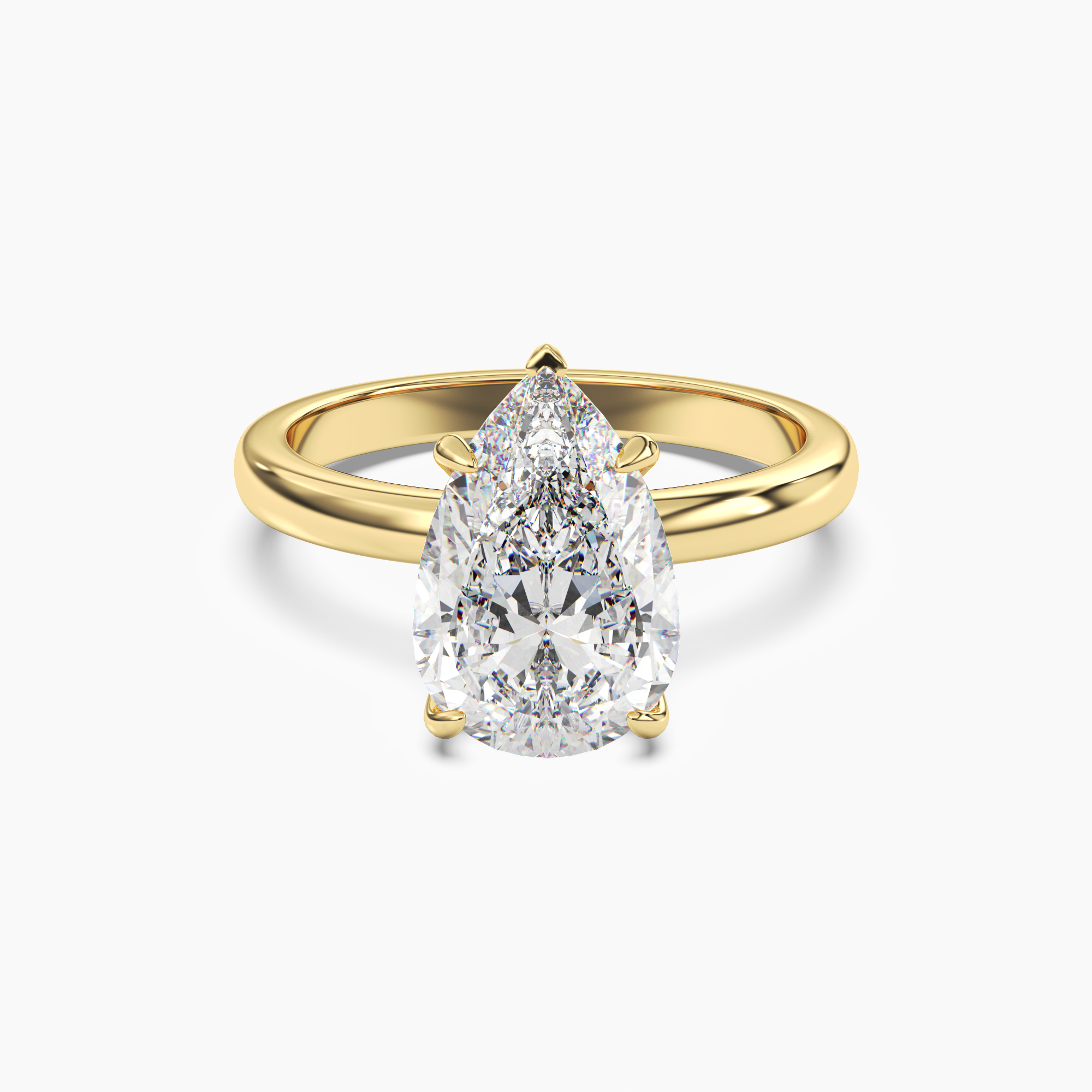 Lyric Pear Hidden Halo 1 Carat Lab Grown Diamond Engagement Ring in 18K Yellow Gold