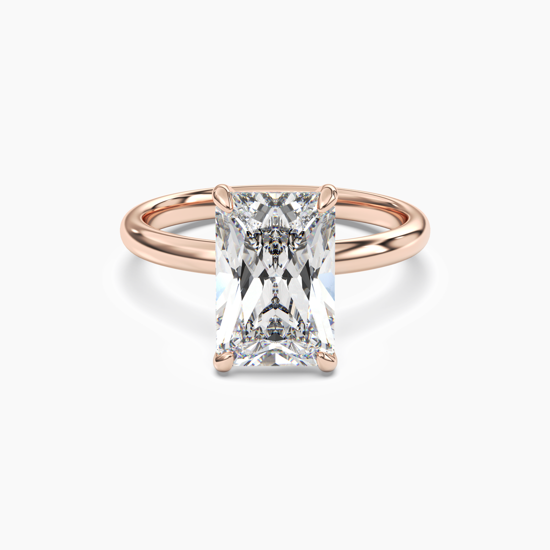 Lyric Radiant Hidden Halo 1 Carat Lab Grown Diamond Engagement Ring in 18K Yellow Gold