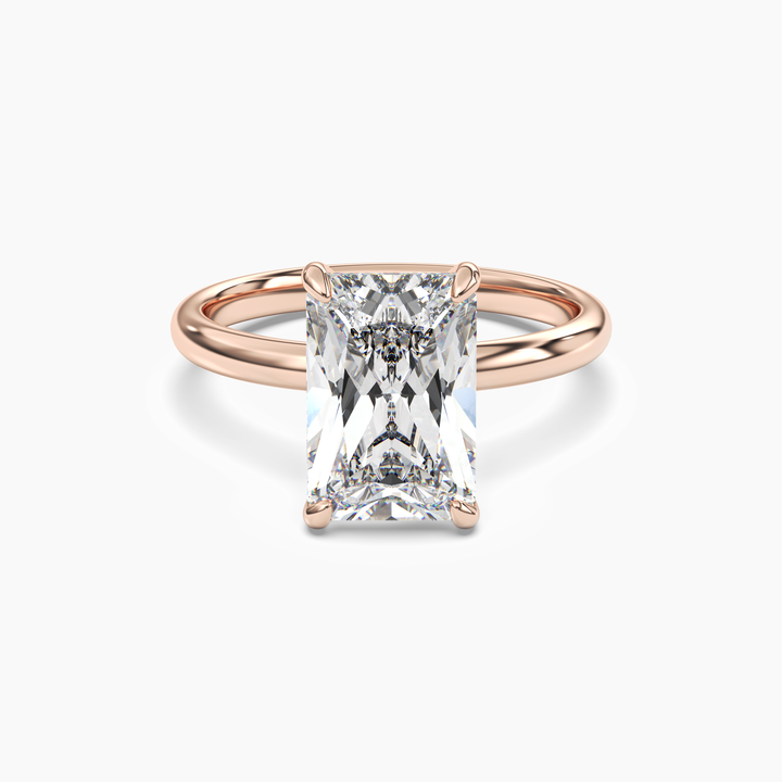 Lyric Radiant Hidden Halo 2.5 Carat Lab Grown Diamond Engagement Ring in 18K Rose Gold
