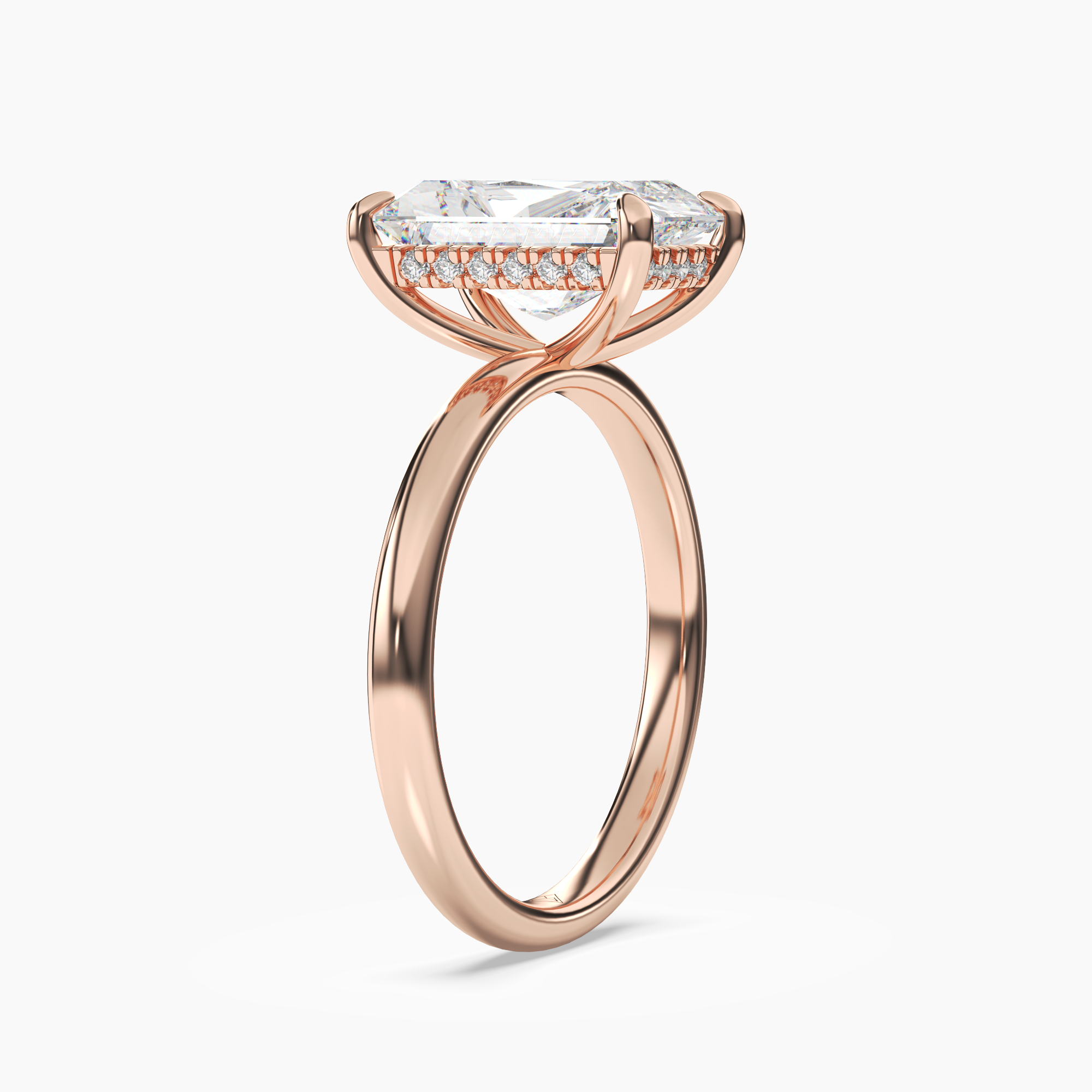 Lyric Radiant Hidden Halo Diamond Ring Setting in 18K Yellow Gold