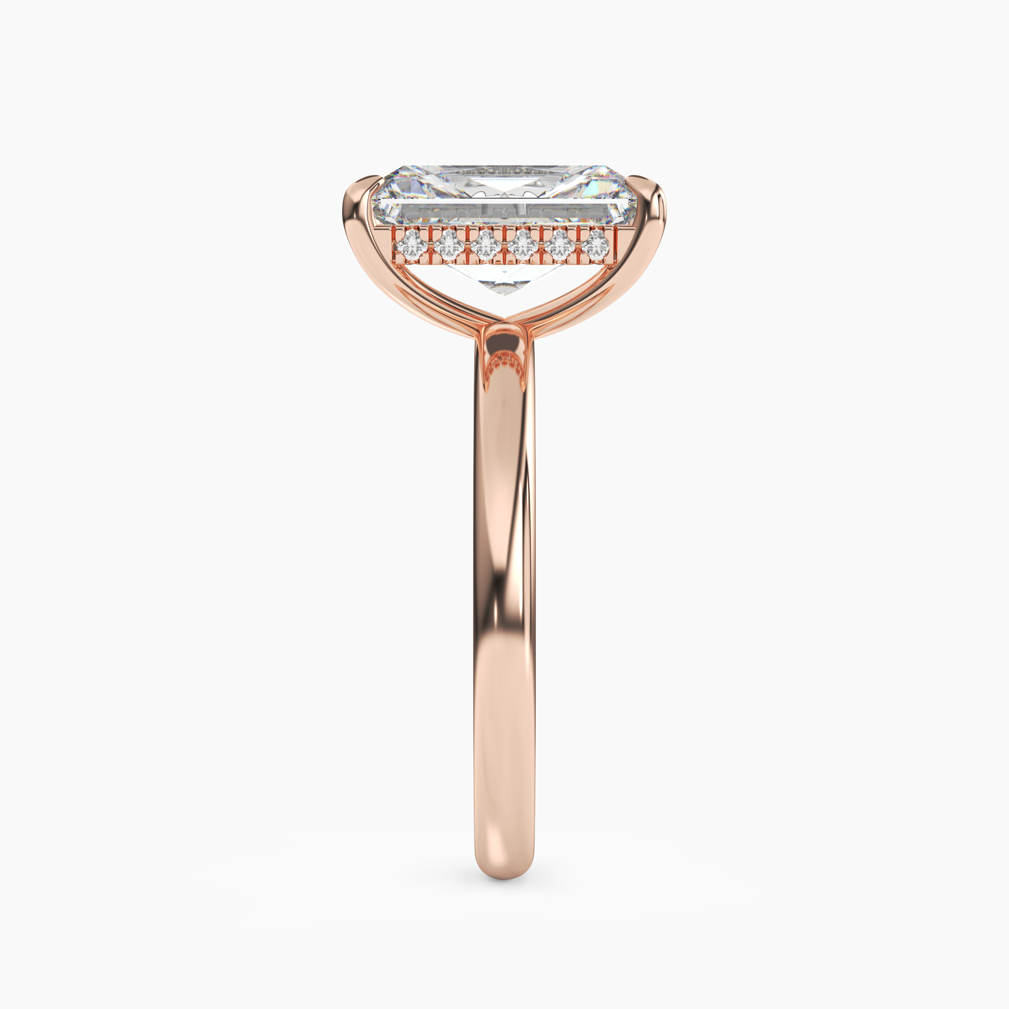 Lyric Radiant Hidden Halo Diamond Ring Setting in 18K White Gold