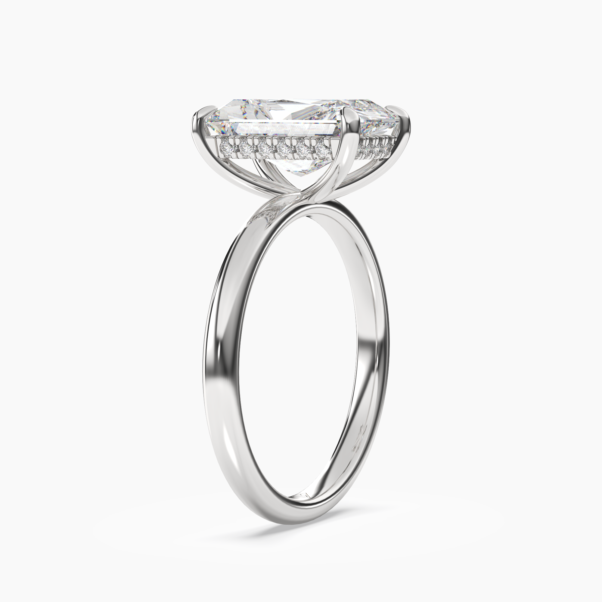 Lyric Radiant Hidden Halo 2.5 Carat Lab Grown Diamond Engagement Ring in 14K White Gold