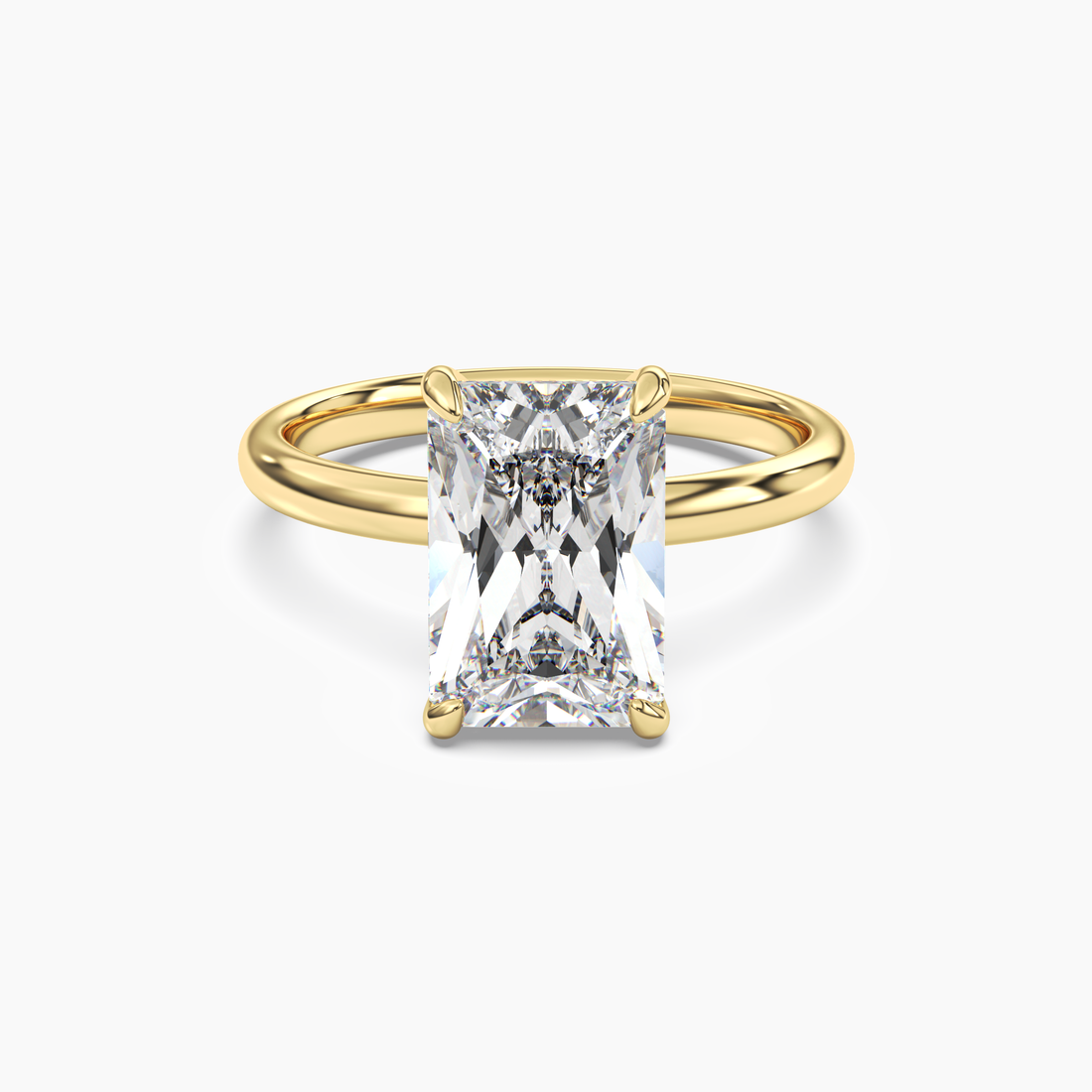 Lyric Radiant Hidden Halo 1.5 Carat Lab Grown Diamond Engagement Ring in 18K Yellow Gold