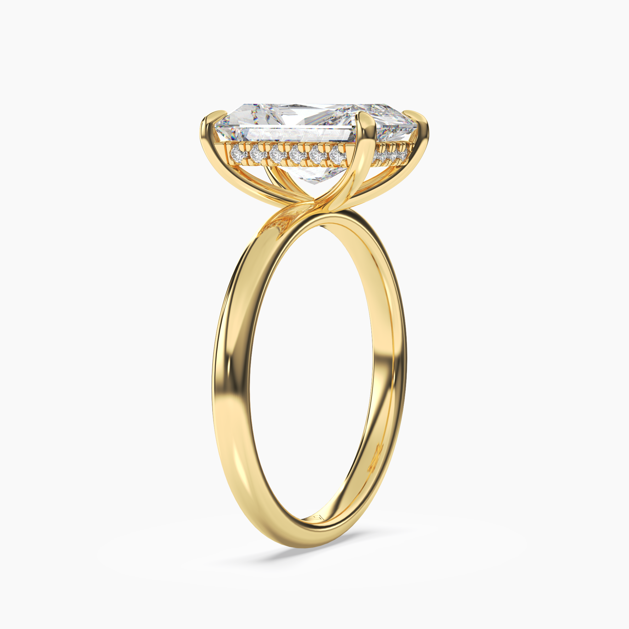 Lyric Radiant Hidden Halo 1 Carat Lab Grown Diamond Engagement Ring in 14K Yellow Gold