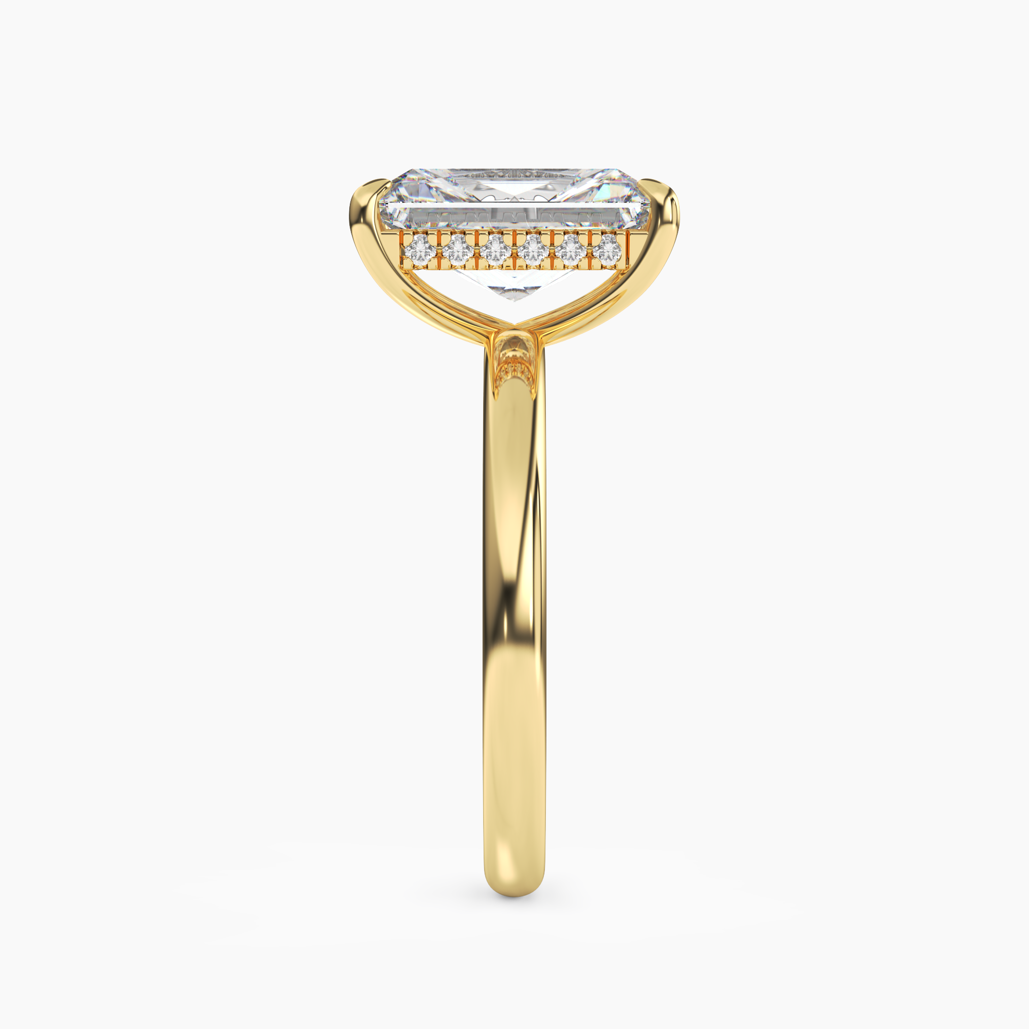 Lyric Radiant Hidden Halo Diamond Ring Setting in 14K Rose Gold