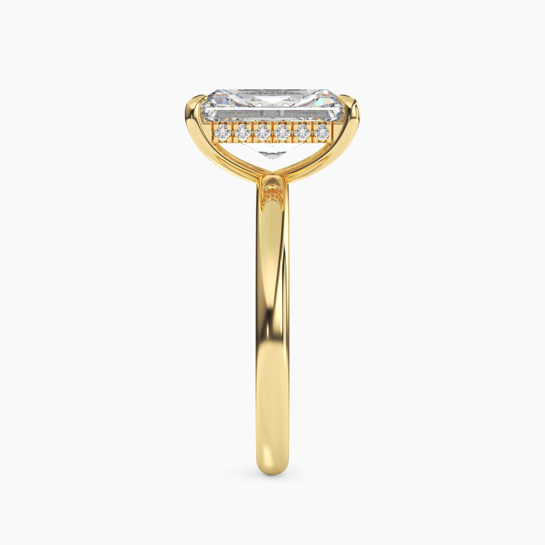 Lyric Radiant Hidden Halo 1 Carat Lab Grown Diamond Engagement Ring in 18K Yellow Gold