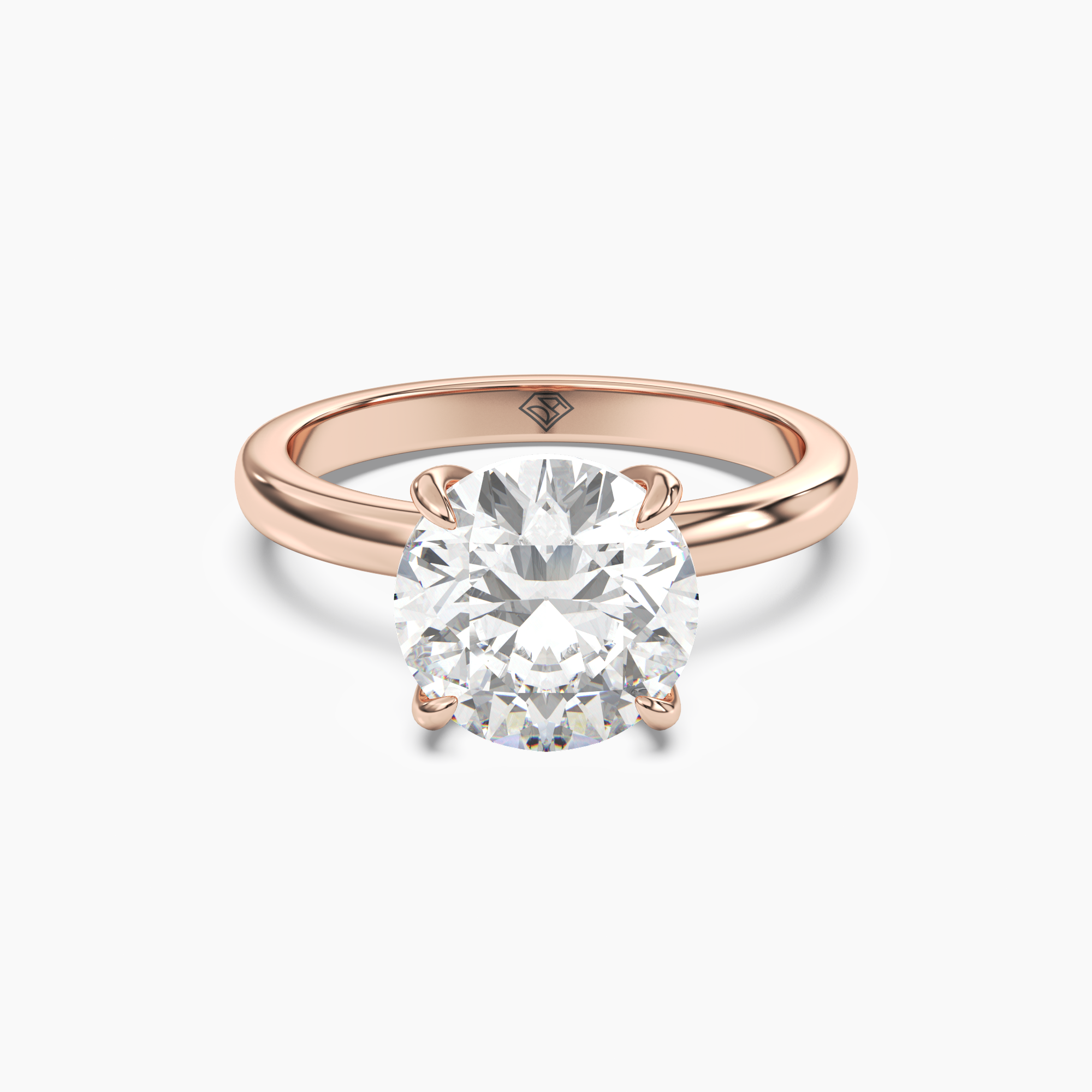 Lyric Round Hidden Halo 3 Carat Lab Grown Diamond Engagement Ring in 14K Rose Gold
