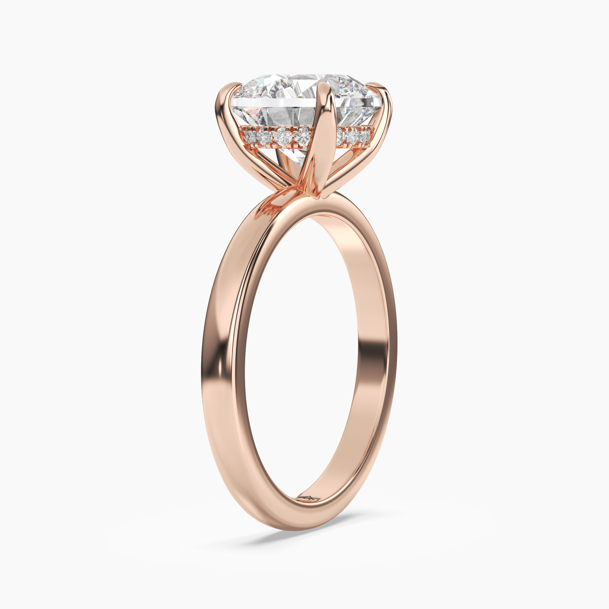 Lyric Round Hidden Halo Diamond Ring Setting in 18K White Gold
