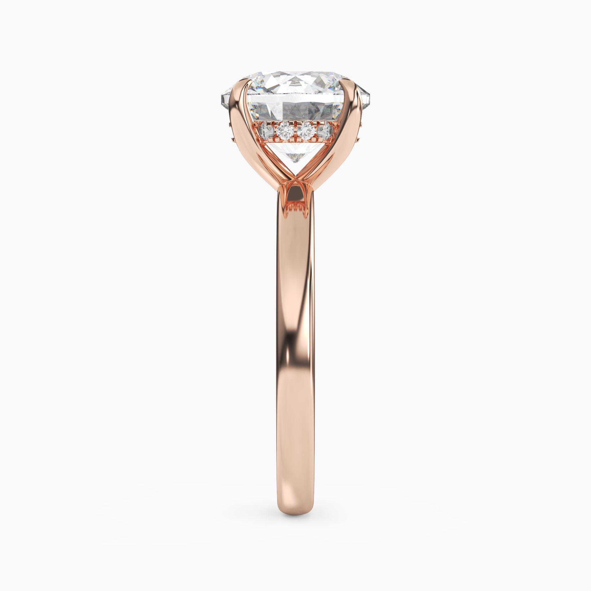 Lyric Round Hidden Halo 3 Carat Lab Grown Diamond Engagement Ring in 14K Yellow Gold
