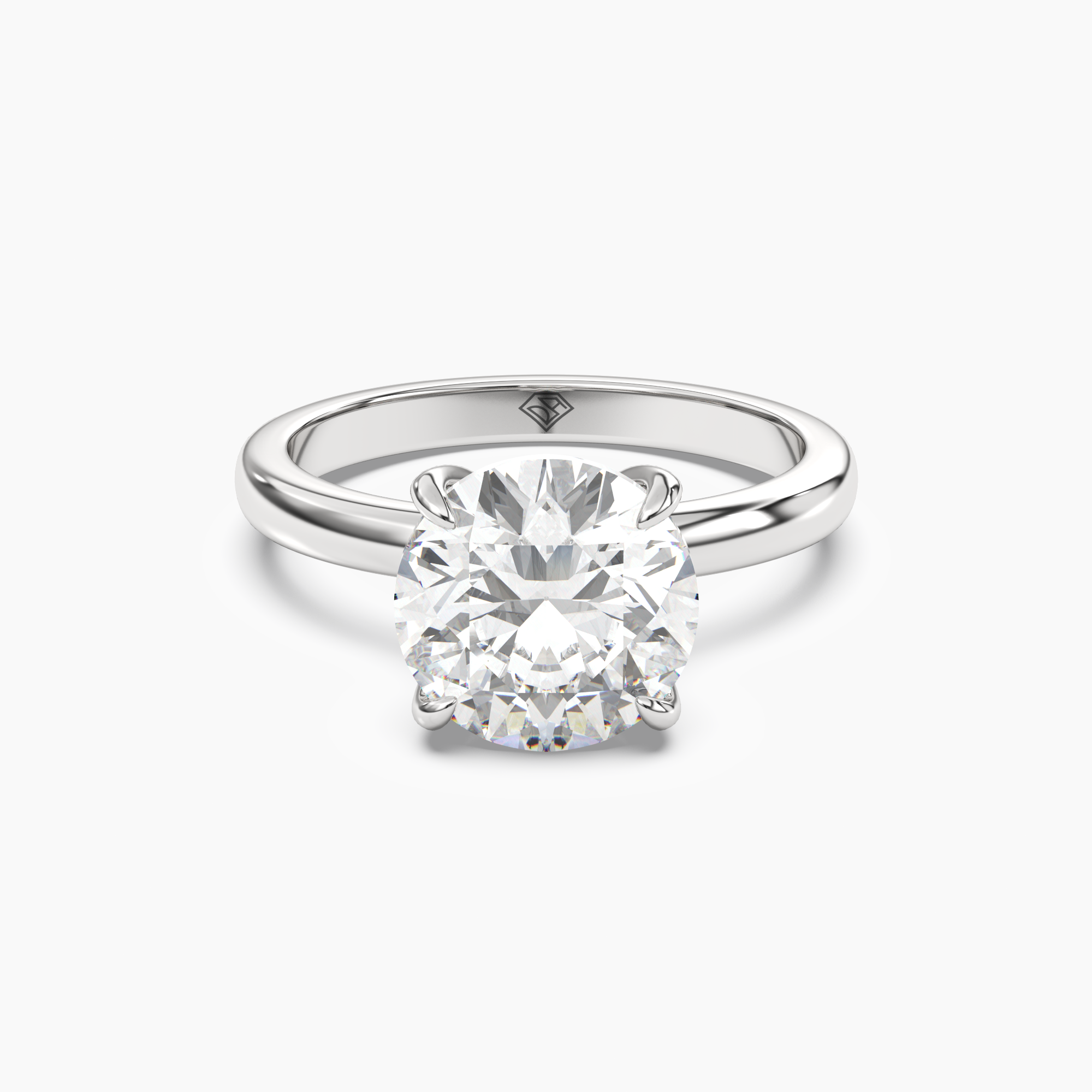 Lyric Round Hidden Halo 2 Carat Lab Grown Diamond Engagement Ring in 18K White Gold