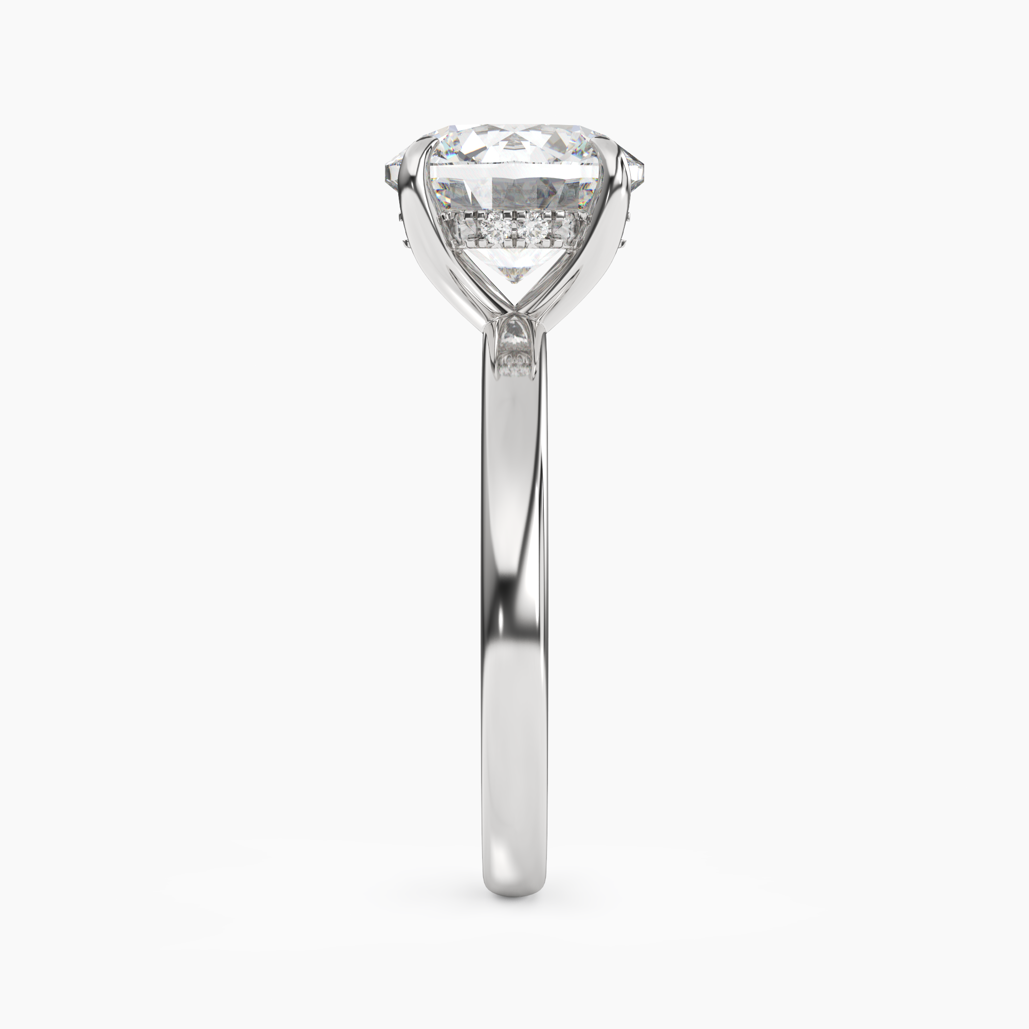Lyric Round Hidden Halo 3 Carat Lab Grown Diamond Engagement Ring in 14K White Gold