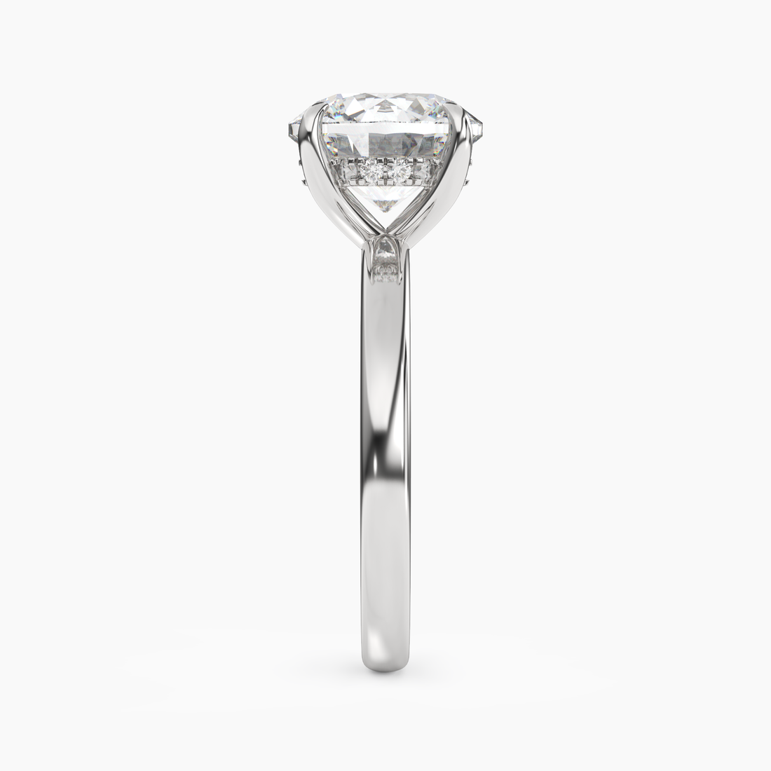 Lyric Round Hidden Halo 2 Carat Lab Grown Diamond Engagement Ring in 18K Rose Gold