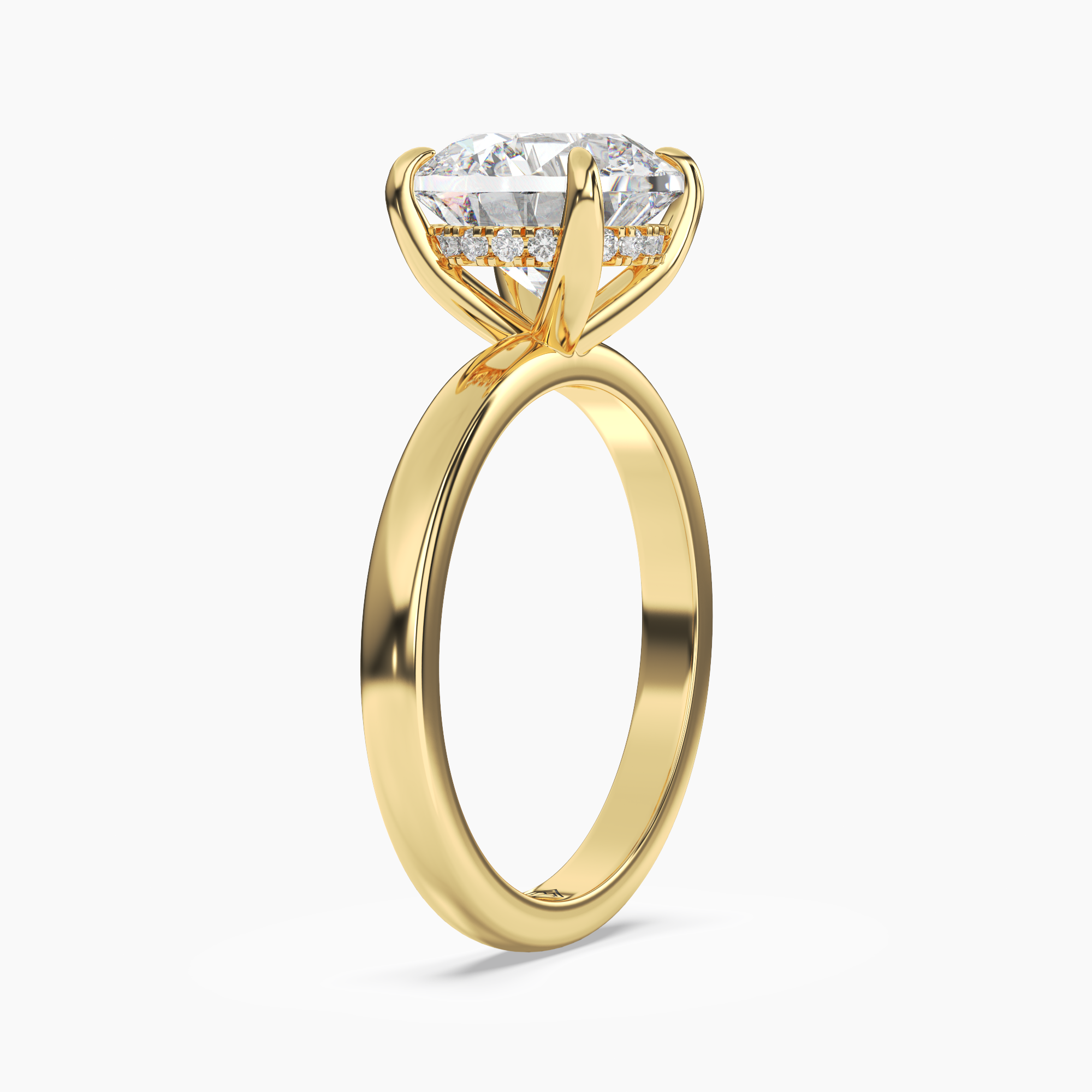 Lyric Round Hidden Halo 3 Carat Lab Grown Diamond Engagement Ring in 18K Rose Gold